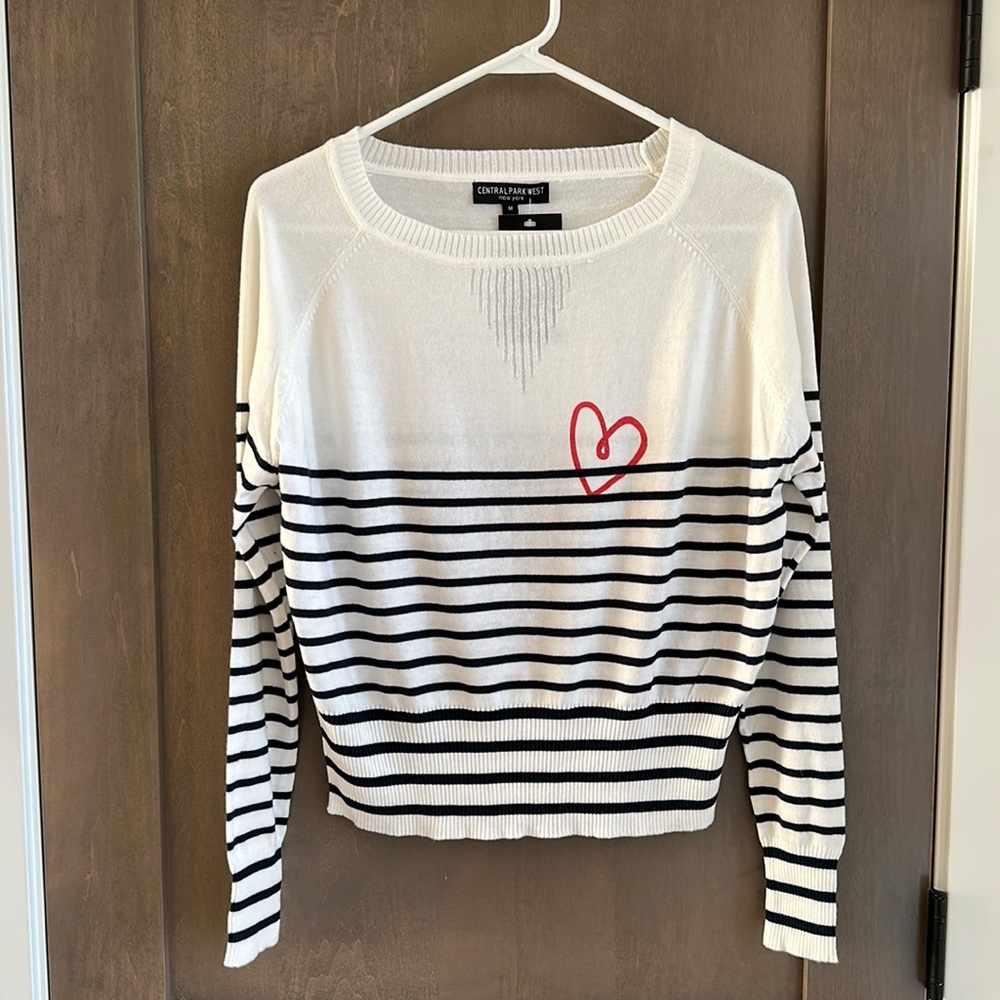 Central Park West New York Lightweight Striped Linen Blend Sweater Size M NWT